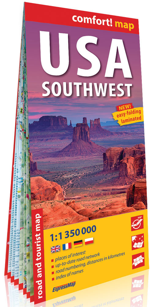 USA Południowo-Zachodnie (South-West USA) comfort! map laminowana mapa samochodowo-turystyczna 1:1 3