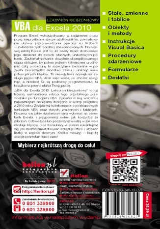 VBA dla Excela 2010. Leksykon kieszonkowy. eBook