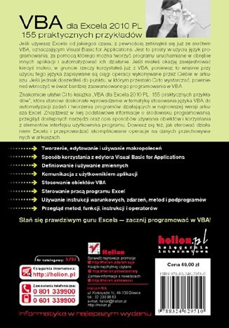 VBA dla Excela 2010 PL. 155 praktycznych przykładów. eBook