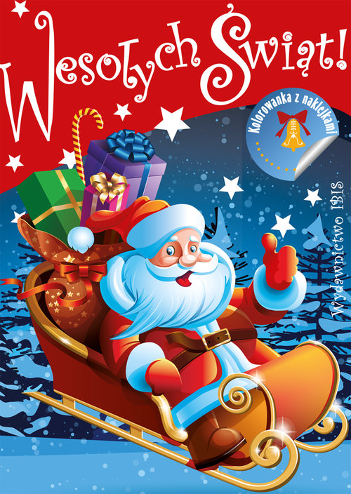 Wesołych świąt Kolorowanka z naklejkami