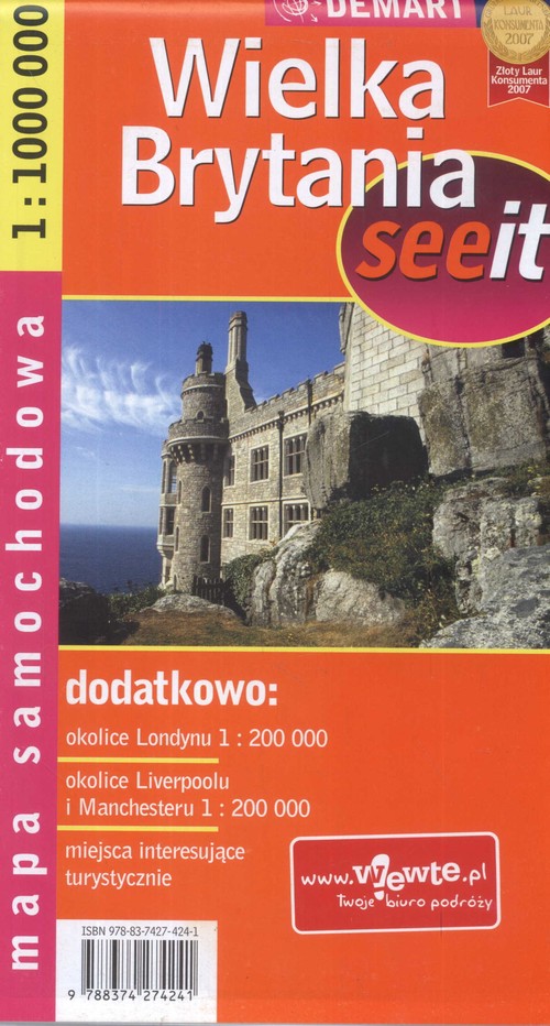 Wilka brytania. Mapa samochodowa