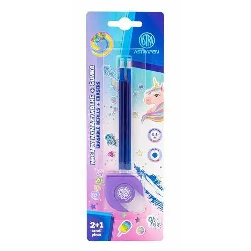 Wkłady wymazywalne niebieskie + gumka do długopisów i ołówków ASTRAPEN Oops! blister
