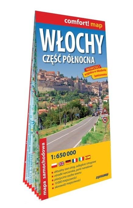 Włochy. Część północna; laminowana mapa samochodowa 1:650 000