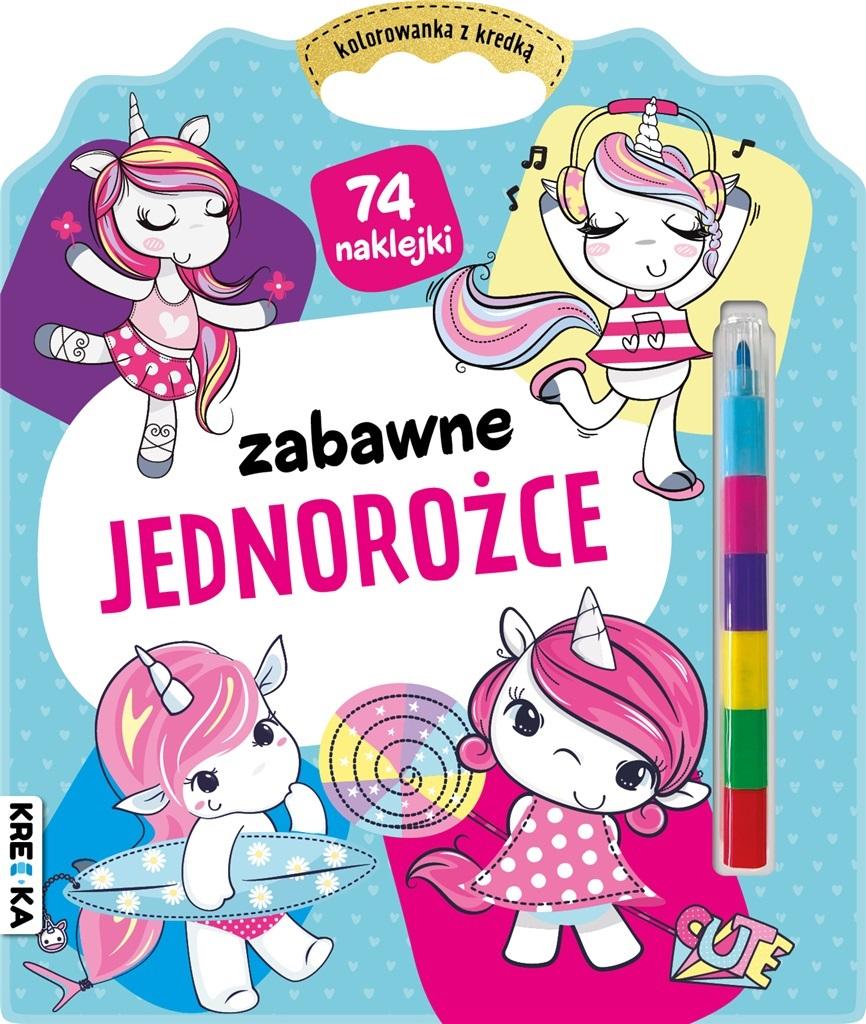 Zabawne jednorożce Kolorowanka z kredką
