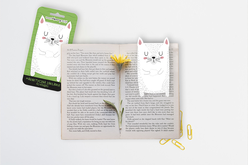 Zakładka magnetyczna Kot biały