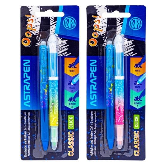 Zakreślacz i cienkopis 2w1 + długopis Astrapen Oops blister 1szt.mix