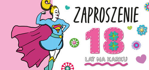 Zaproszenie 18 DZIEWCZYNA - komplet 5 sztuk wraz z kopertami