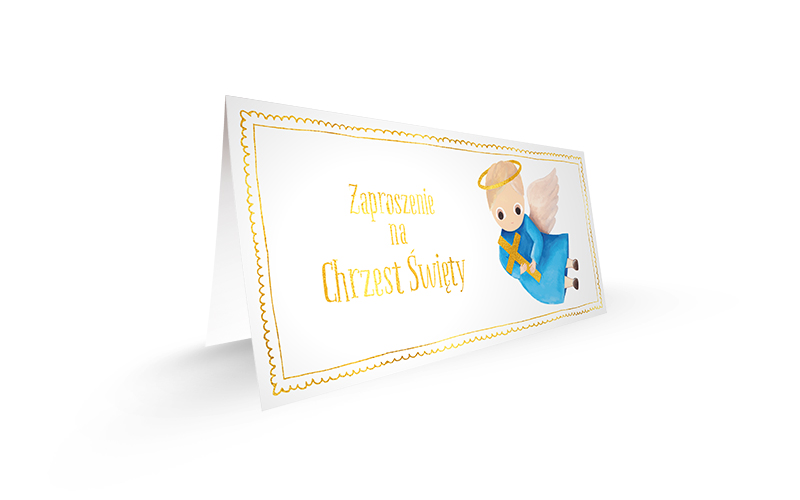 Zaproszenie chrzest chłopiec  - komplet 5 sztuk