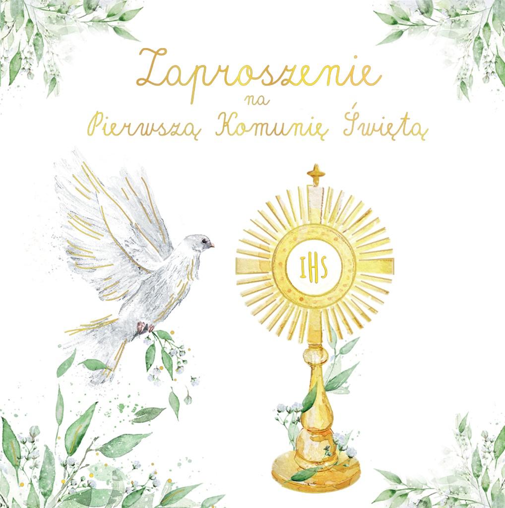 Zaproszenie KW Komunia Gołąb z hostią 5 sztuk