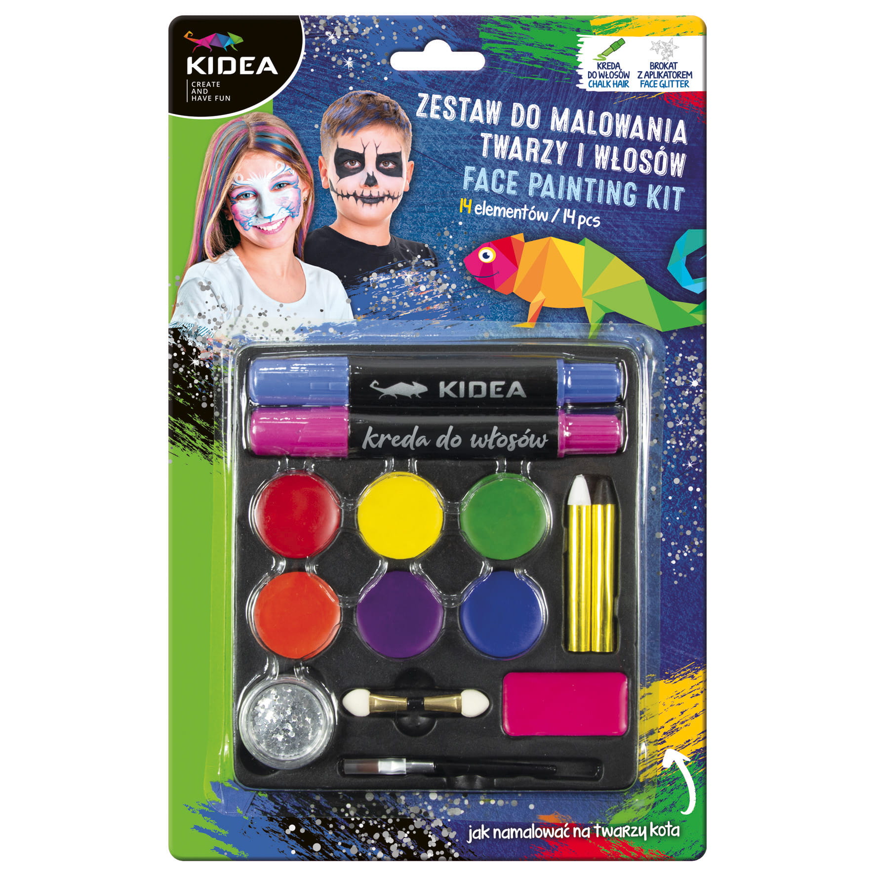 Zestaw do malowania twarzy i włosów Kidea
