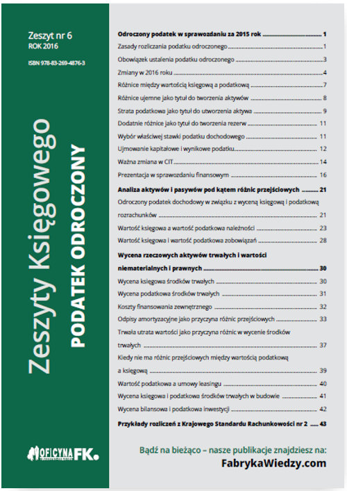 Zeszyty Księgowego nr 6 Podatek odroczony