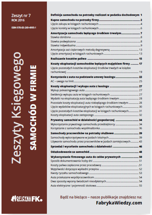 Zeszyty księgowego nr 7 Samochód w firmie