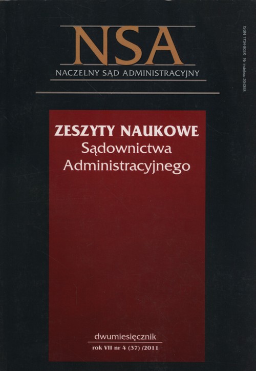 Zeszyty Naukowe Sądownictwa Administracyjnego 4/2011