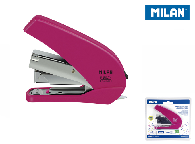 Zszywacz Milan 9 cm energy saving róż