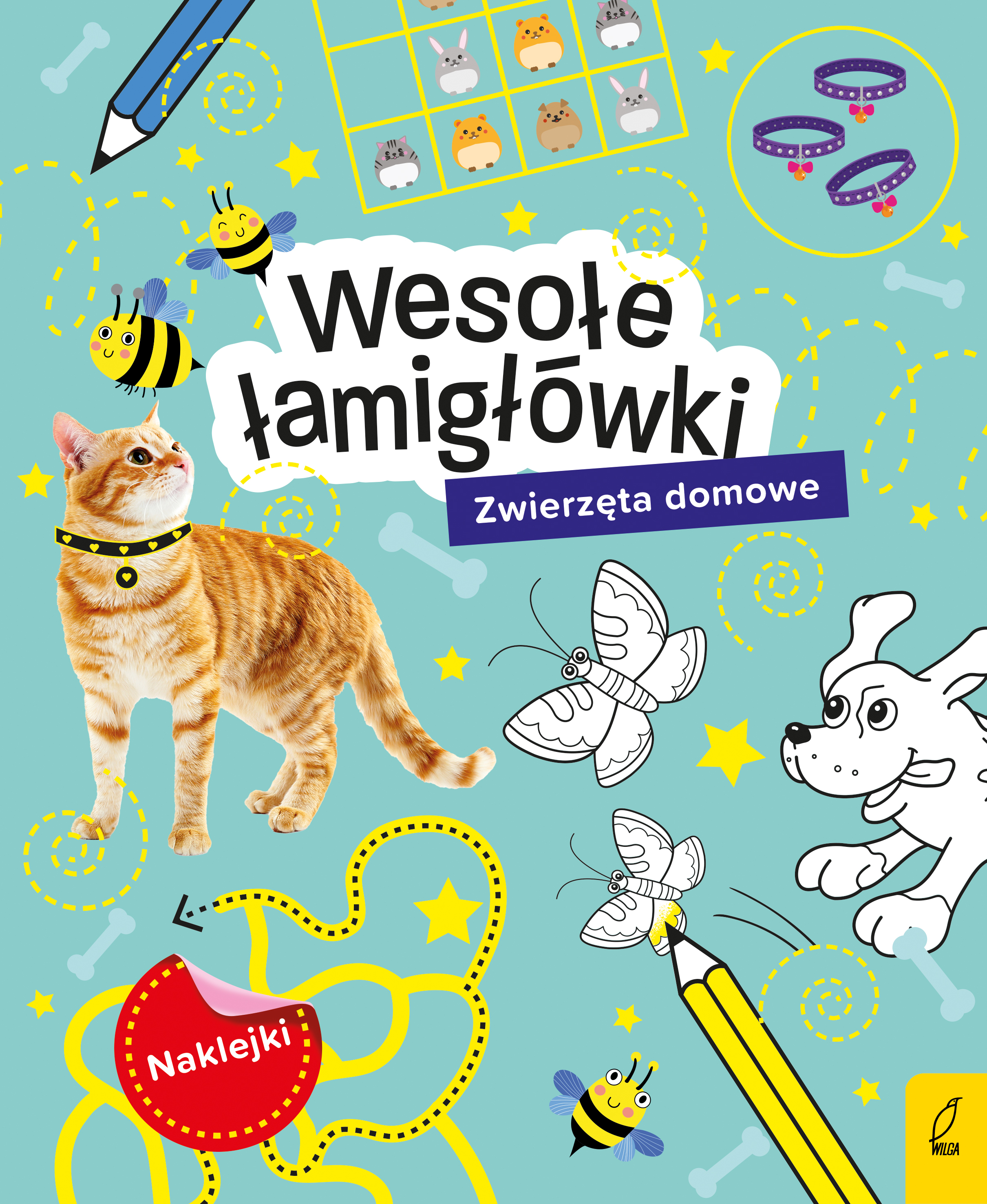 Zwierzęta domowe. Łamigłówki z naklejkami