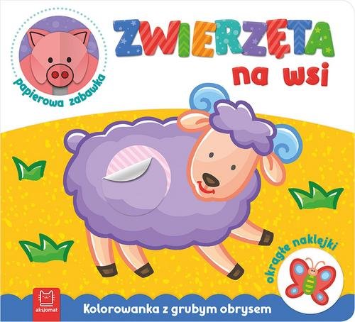 Zwierzęta na wsi Kolorowanka z grubym obrysem, okrągłe naklejki papierowa zabawka
