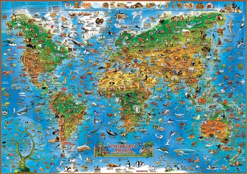 Zwierzęta świata mapa dla dzieci Listwa