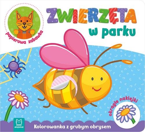Zwierzęta w parku Kolorowanka z grubym obrysem, okrągłe naklejki, papierowa zabawka