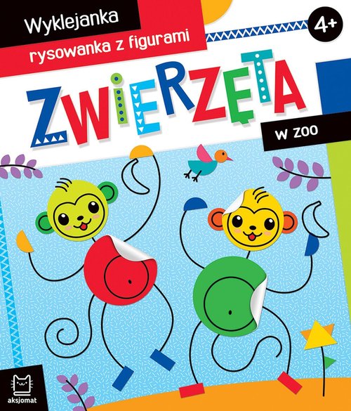 Zwierzęta w zoo Wyklejanka, rysowanka z figurami